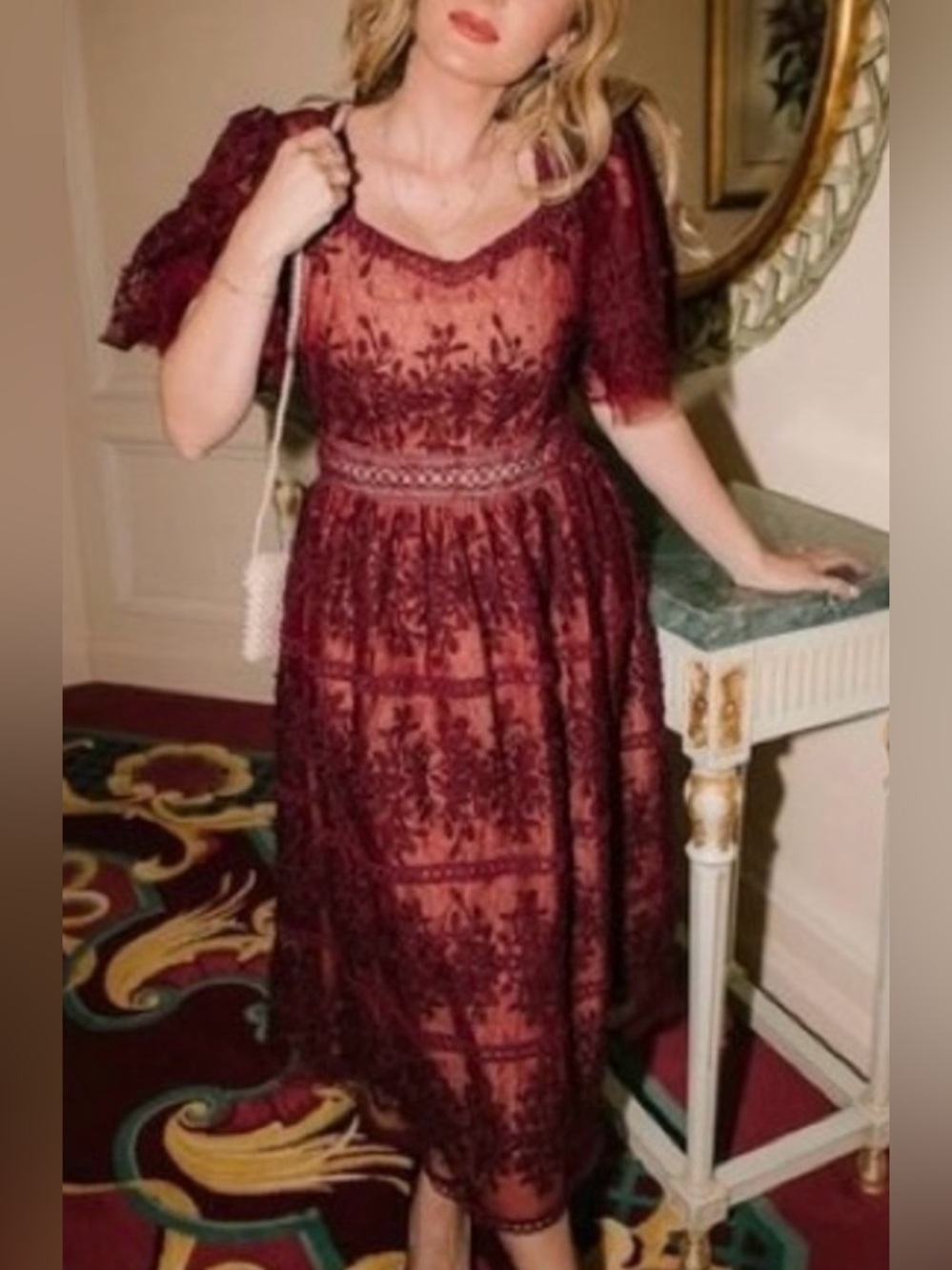 Ivy City Co Venice Wine Burgundy Red Lace Dress 2X